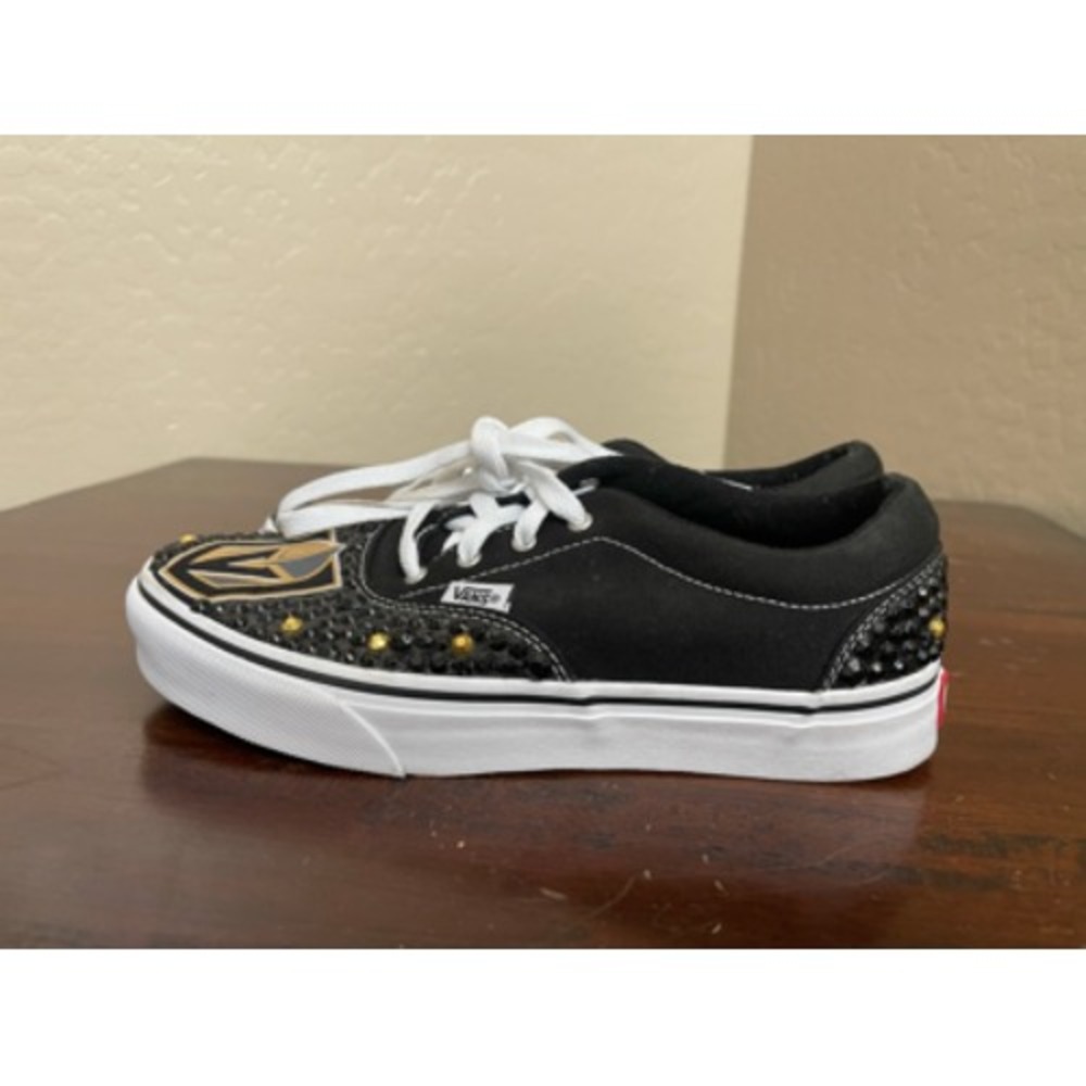 Vans Off The Wall Unisex Kids Athletic Shoes Black White Beaded Lace Up 6Y